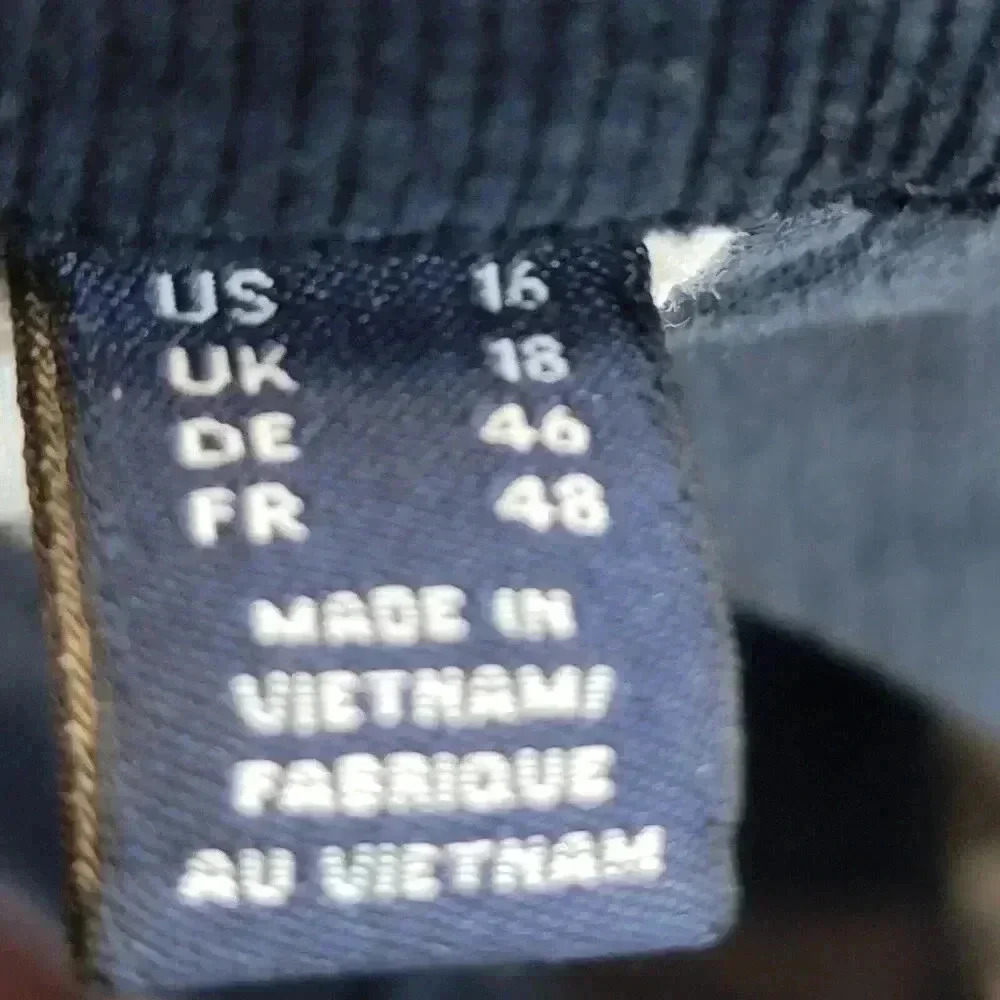 Lands End Corduroy Pants Womems 16 Navy Blue Mid Rise Straight 35 x 31 Classic - Picture 11 of 16